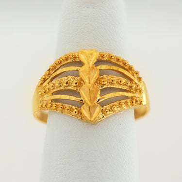 Anillo de Oro de 10k Para Mujer Con Diseño de Hojas y Bolitas Brillantes